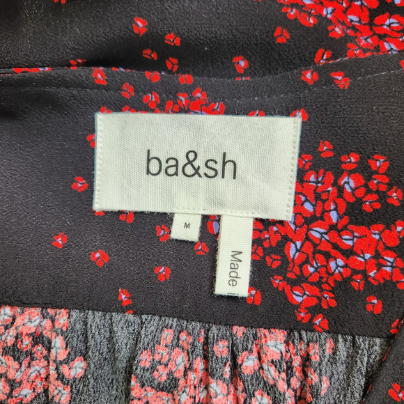 Ba&sh Women's Top Bruce Black Peasant Top Balloon Sleeves Nior Floral Size 2 NWT - Picture 13 of 15